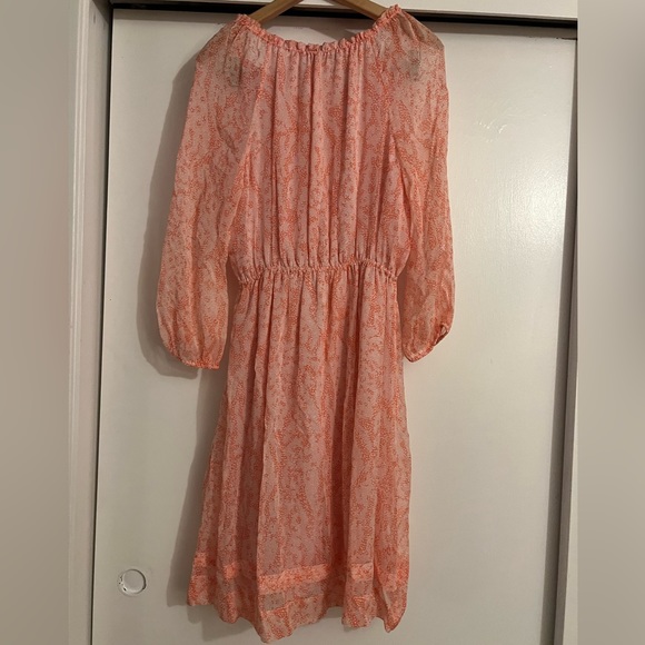 Diane Von Furstenburg women’s long sleeve, orange/pink dress - Picture 3 of 4